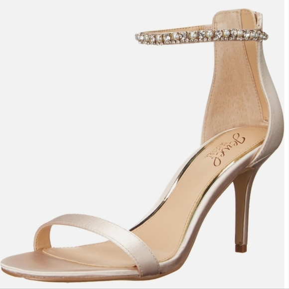 Jewel Badgley Mischka Landen Dres Sandals Gold Tone Glitter 9.5 - Picture 2 of 7